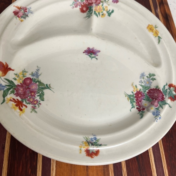 Gorgeous Vintage Restaurant 3 Section Plate Scammell Ivory Lamerton Made USA 10” - Picture 8 of 10